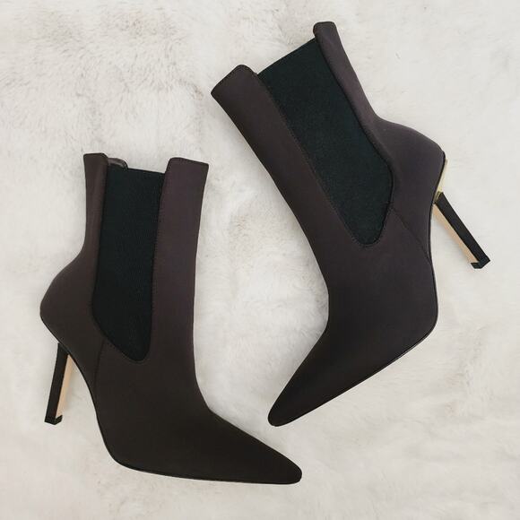 NEW Good American Chocolate Neoprene Kickstand High Heeled Ankle Bootie - Picture 1 of 9